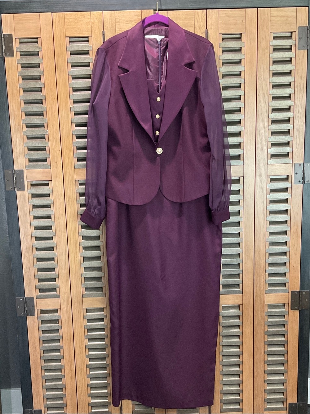 Women's Plum Two piece set. Dress and Cover Jacket